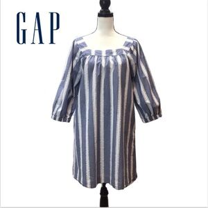 Gap Womens Blue Dobby Stripe Cotton Shift Dress